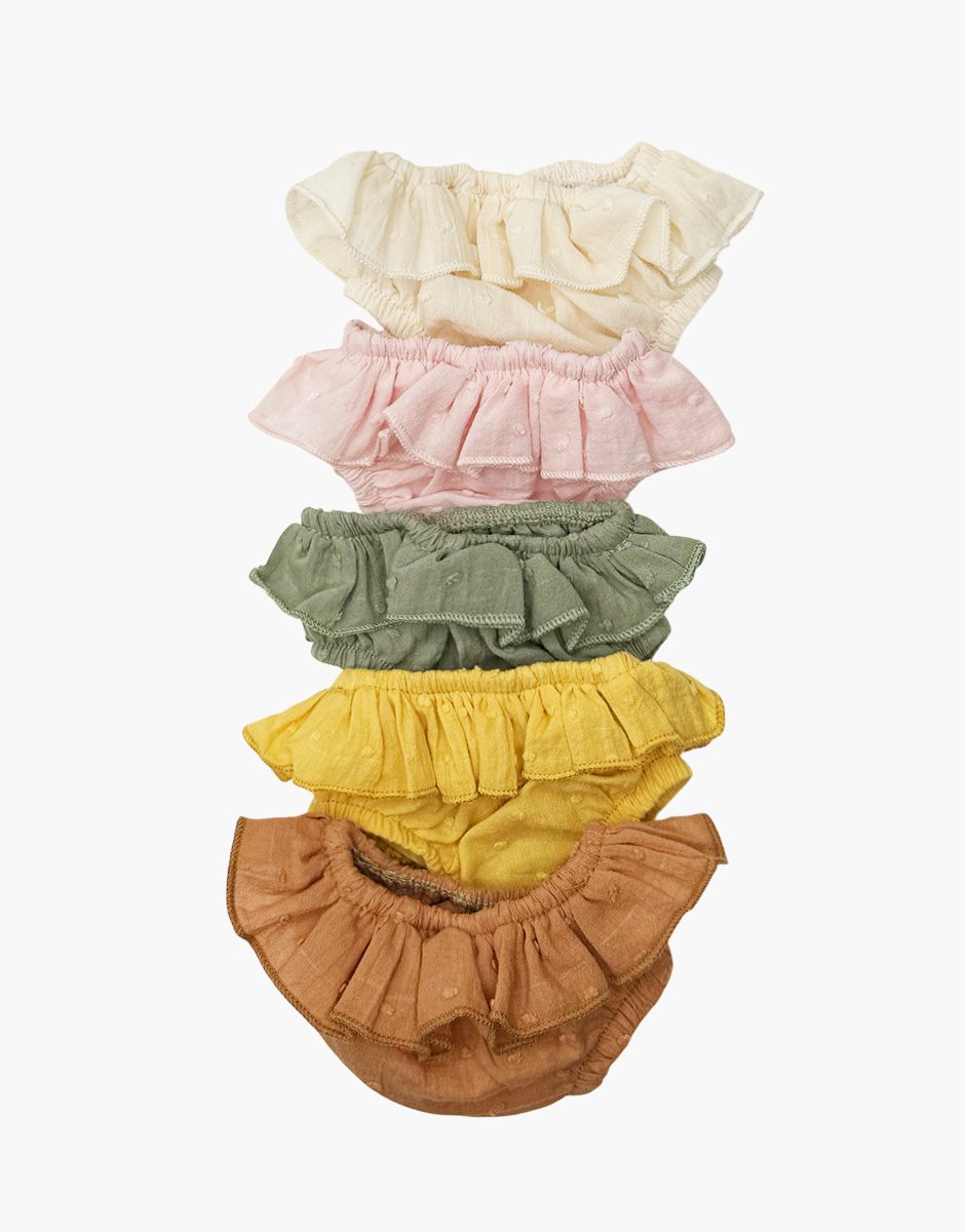 Lot de 5 culottes à volants en coton plumetis
