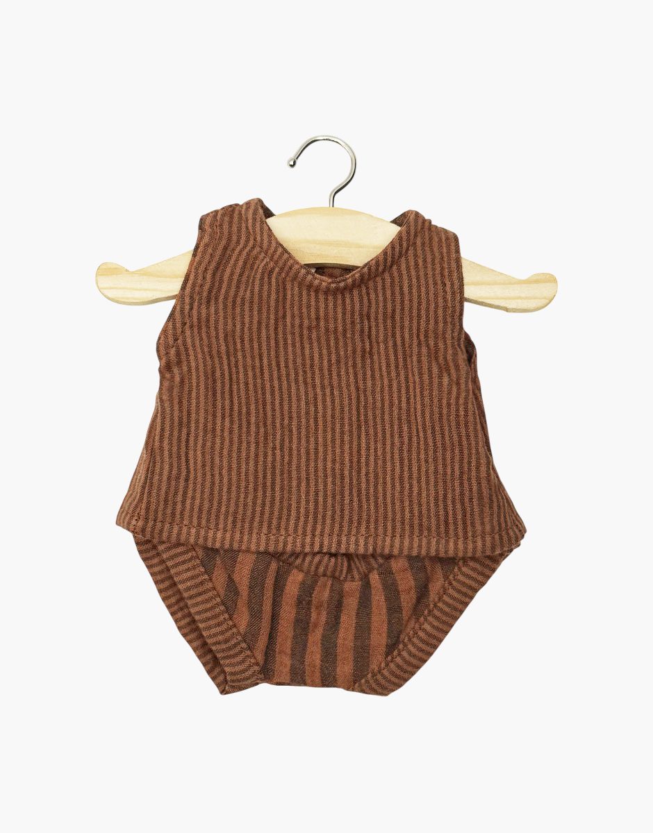 Ensemble Andrée en gaze de coton à rayures Zéphyr terracotta