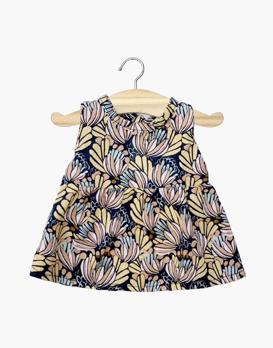 Robe Faustine sans manches en coton Fleurs d'eau