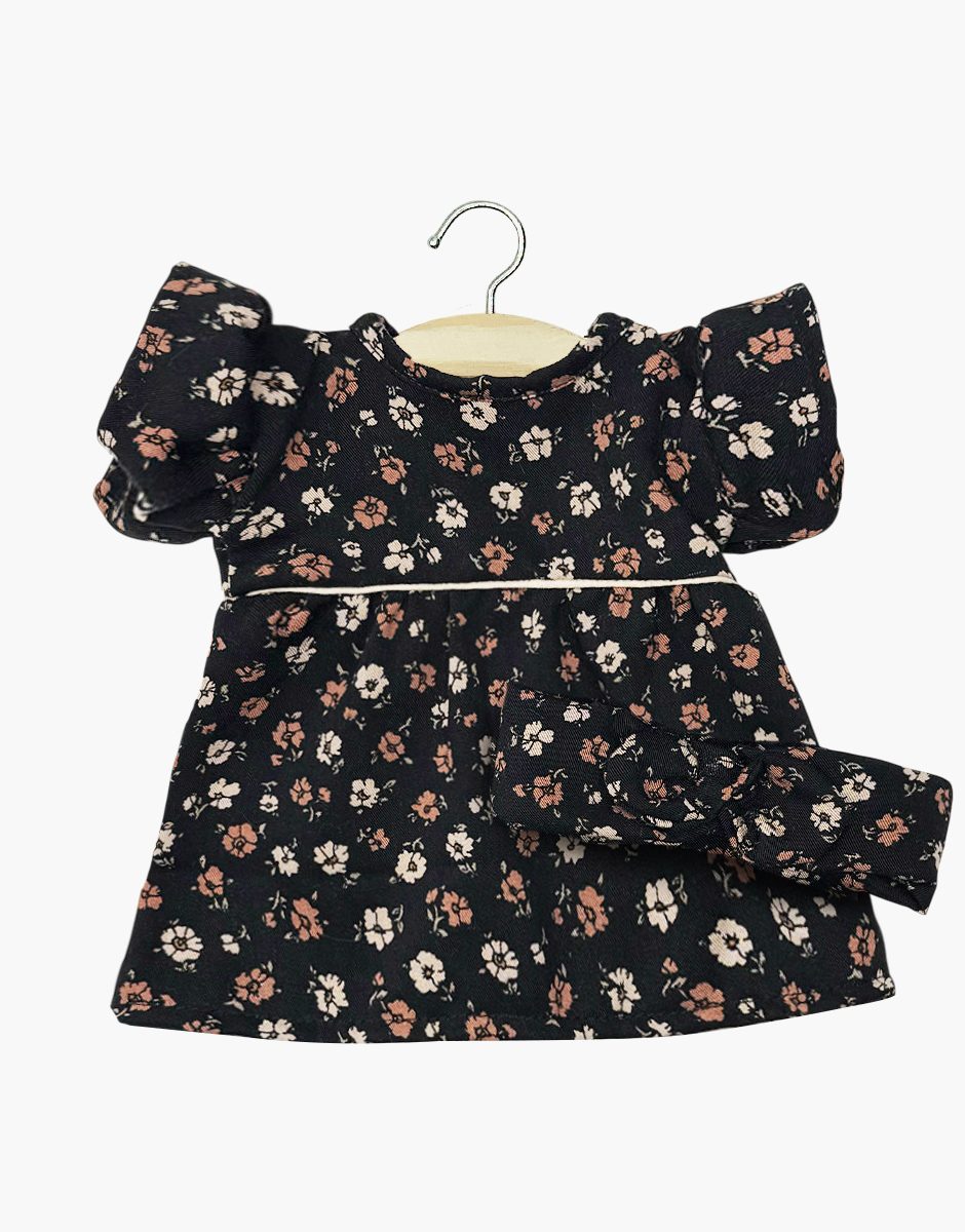 Minikane ♥️ Rylee+Cru | Robe Daisy et son headband à noeud rond Capucine avec passepoil écru