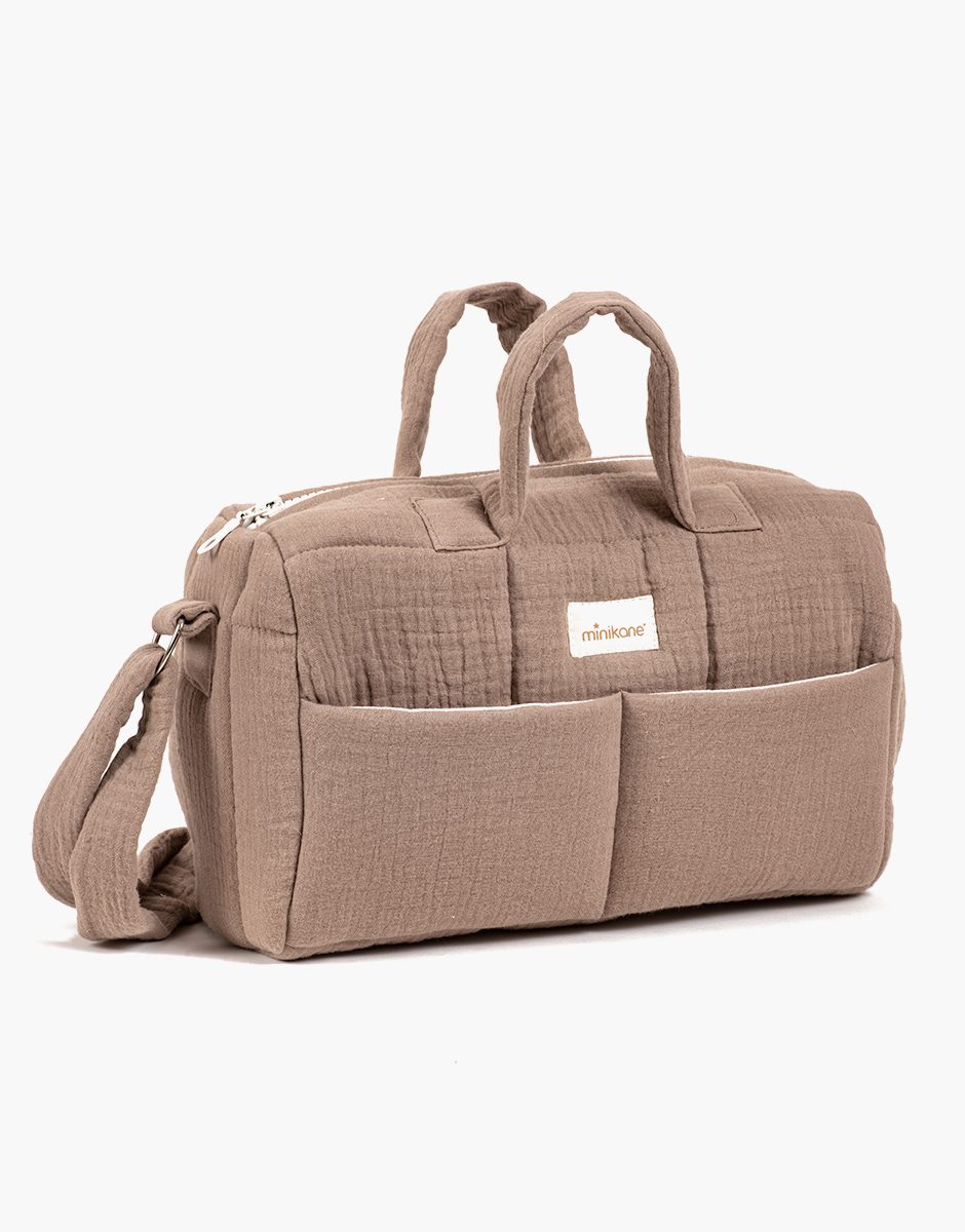 Sac à langer poupée en gaze de coton moka