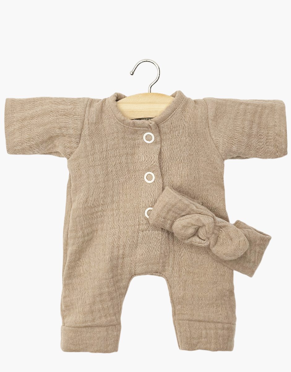 Babies - Combinaison Lili et son headband en gaze de coton moka