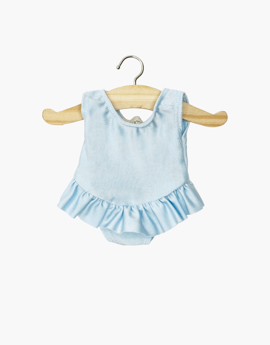 Justaucorps à volants Maïa en lycra bleu ciel