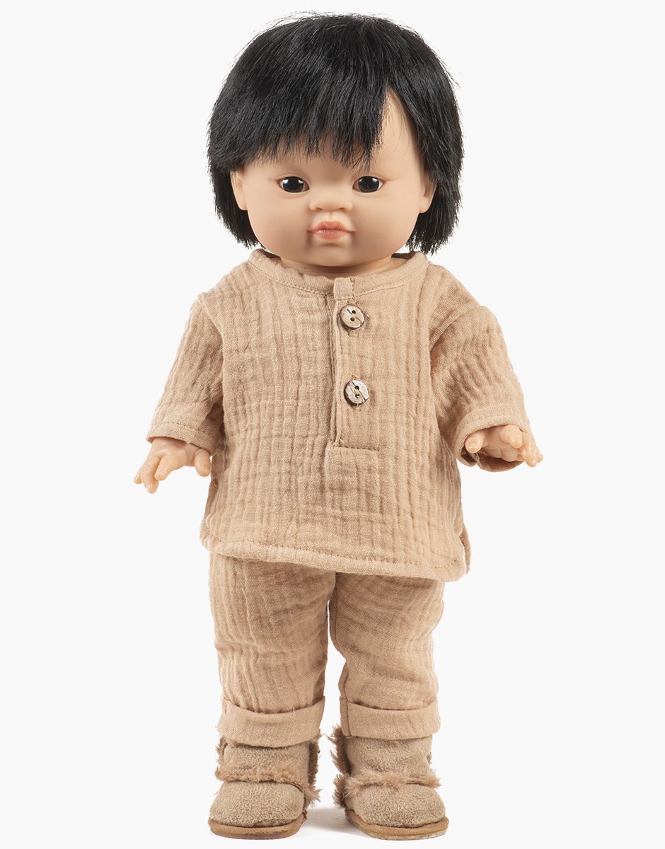 Ensemble Andrea manches longues en gaze de coton latte