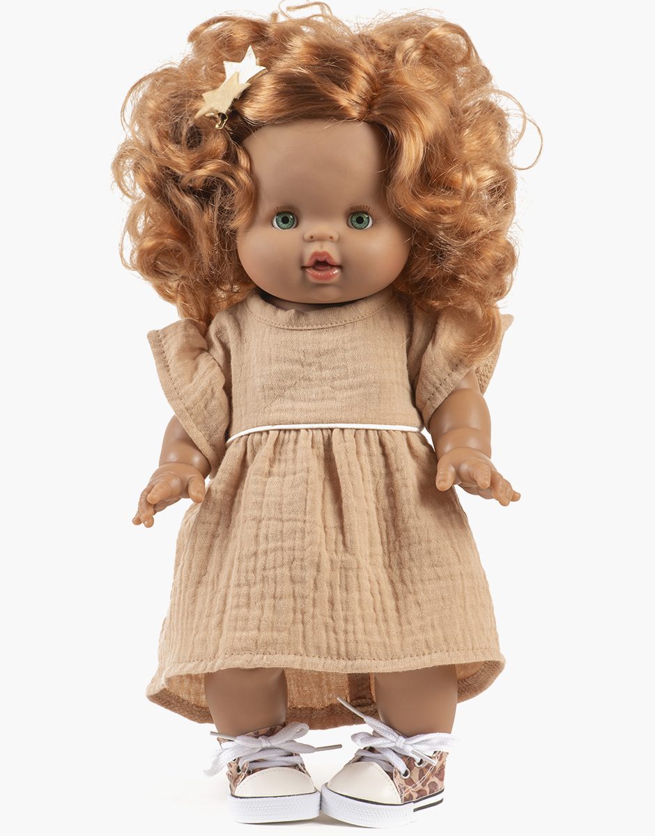 Robe Daisy et son headband à noeud rond en gaze de coton latte