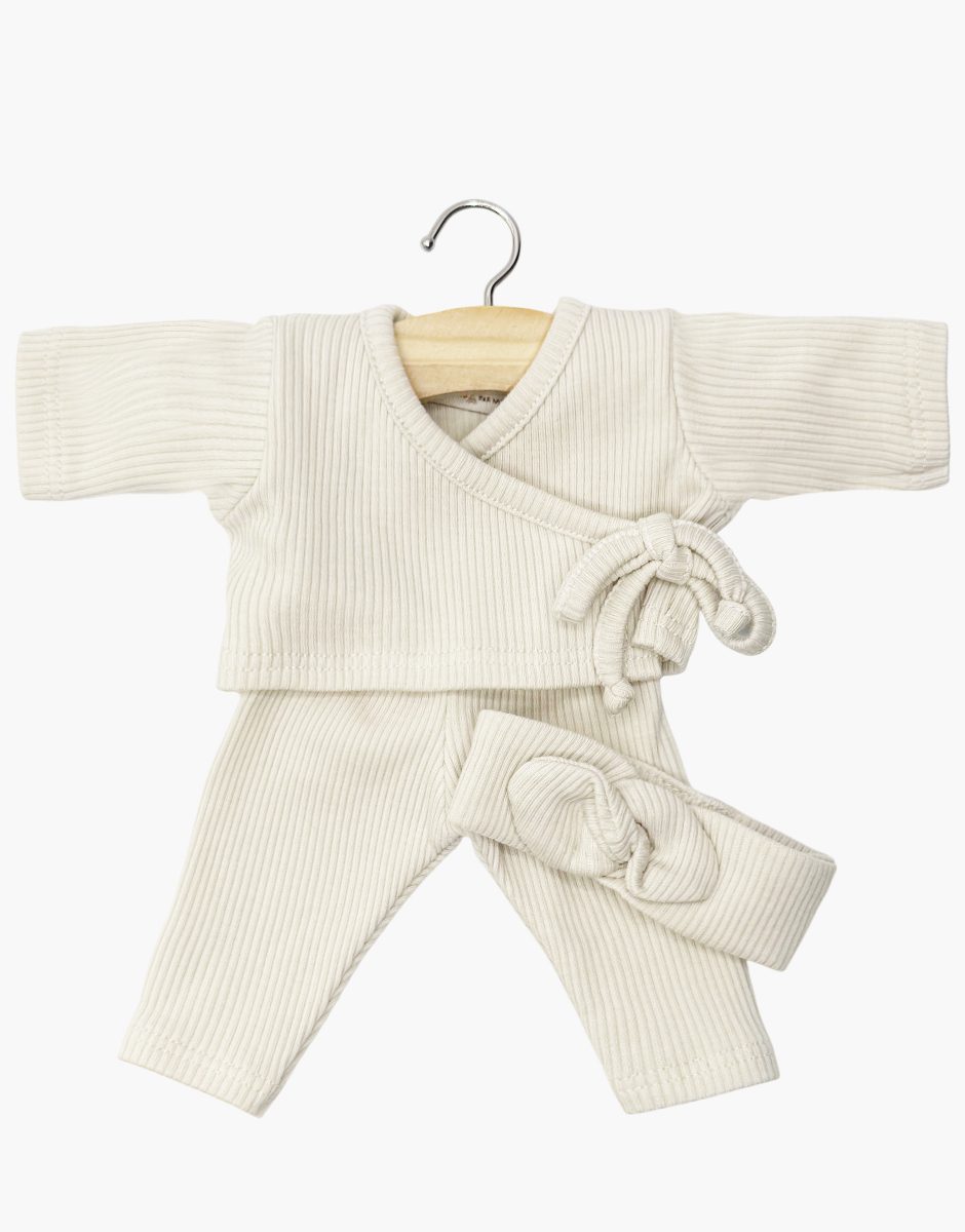 Babies - Ensemble cache-coeur Roxane en maille côtelée lin avec headband