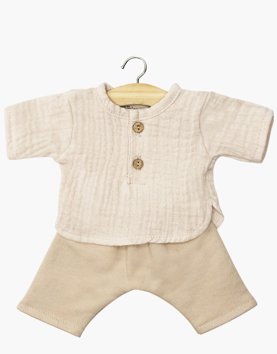 Ensemble Marien top à manches longues en gaze de coton mastic