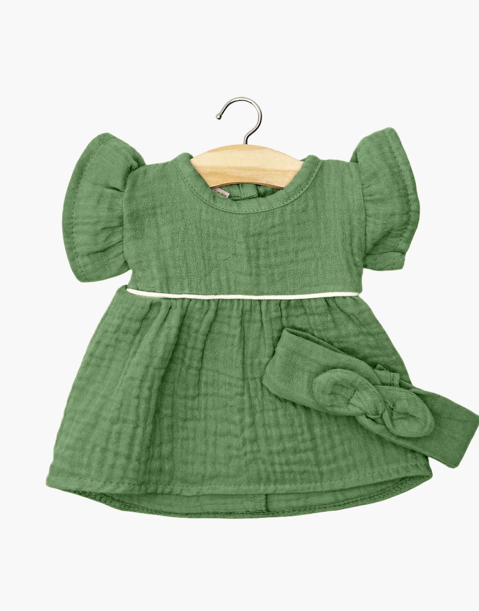 Robe Daisy et son headband à noeud rond en gaze de coton ortie