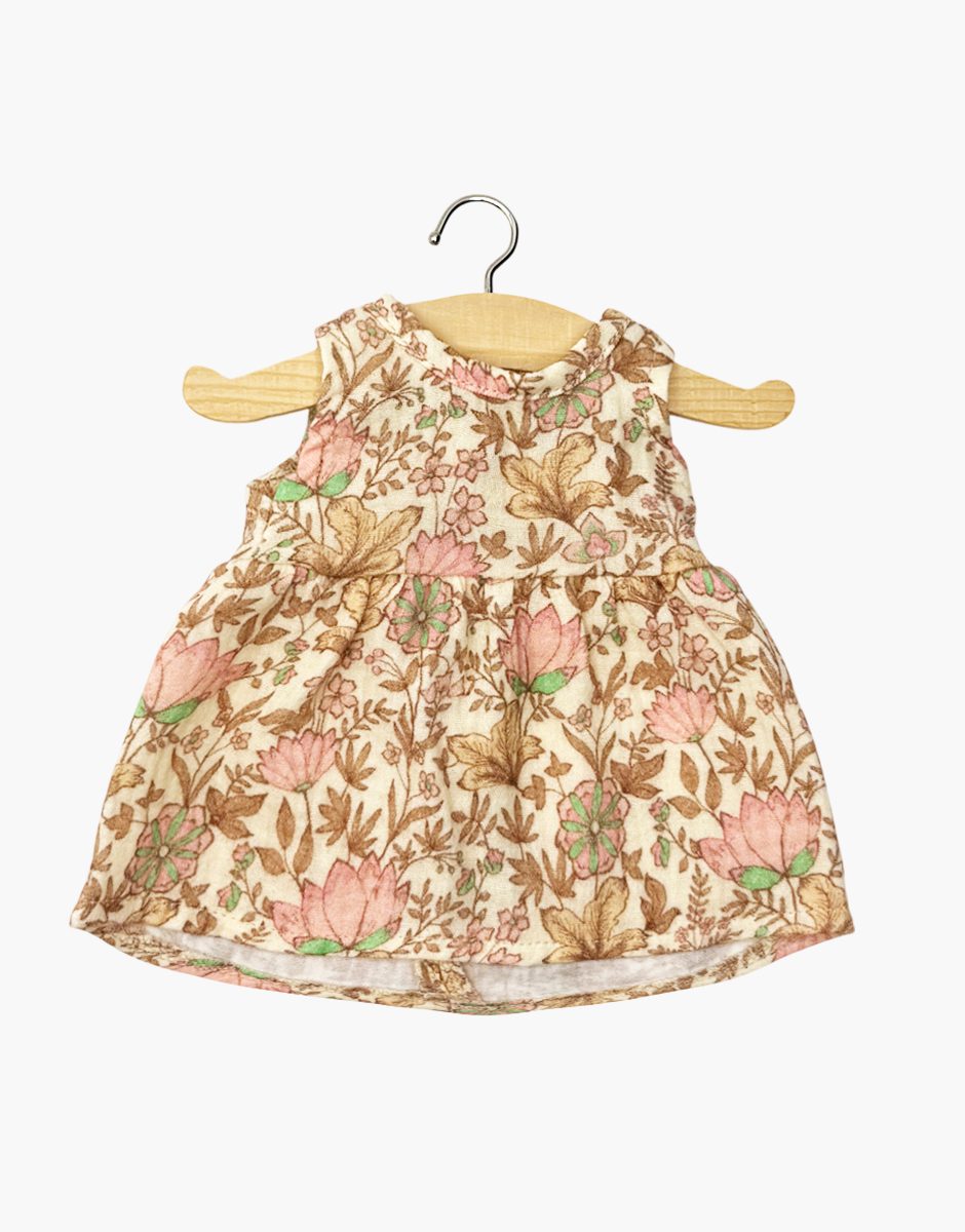 Robe Faustine sans manches en gaze de coton Indienne rosée