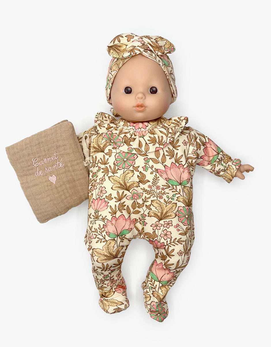 Ma Valise d’antan “Kit de Naissance” fille Indienne rosée pour poupées Babies