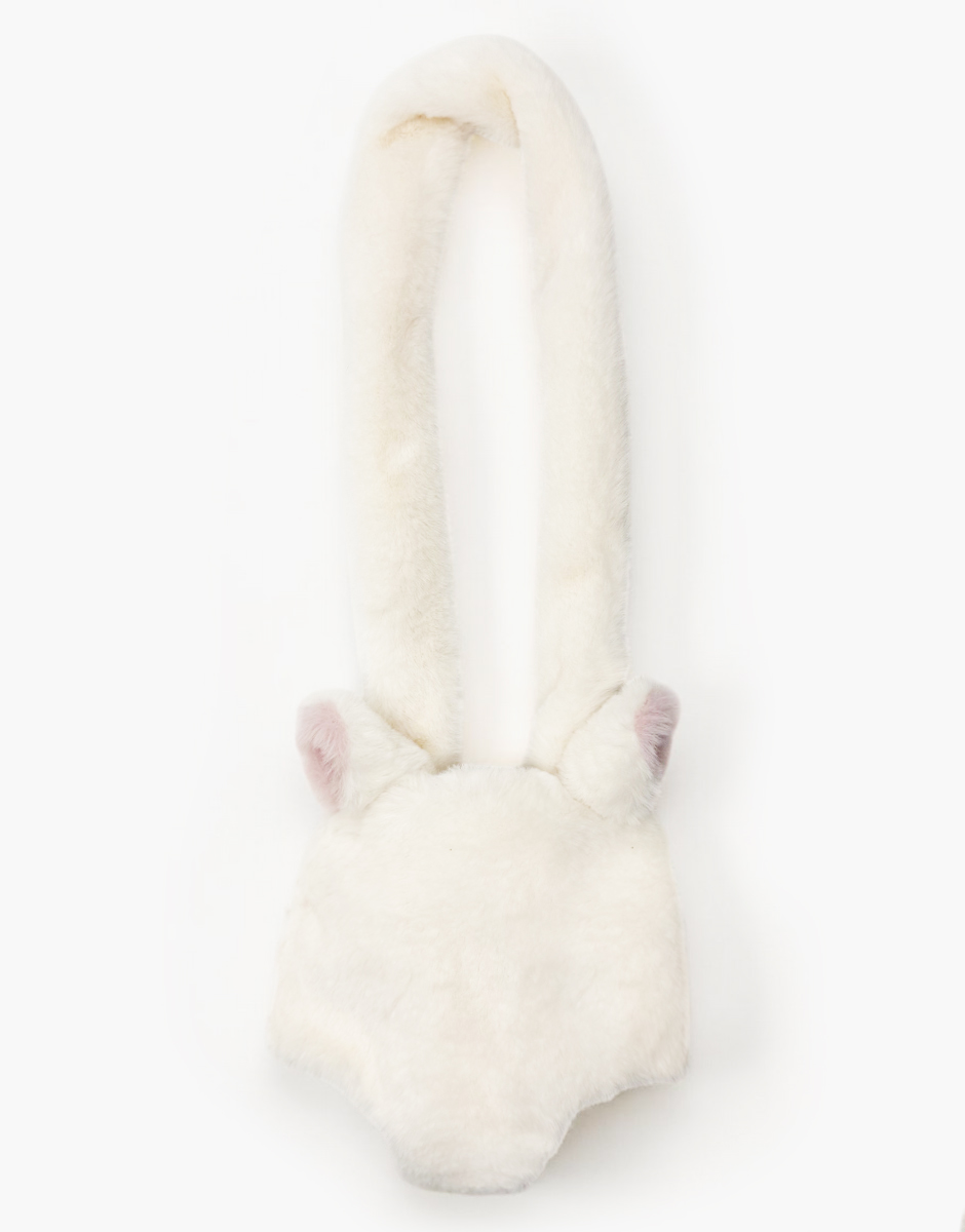 Porte poupée Peluche en fausse fourrure écru