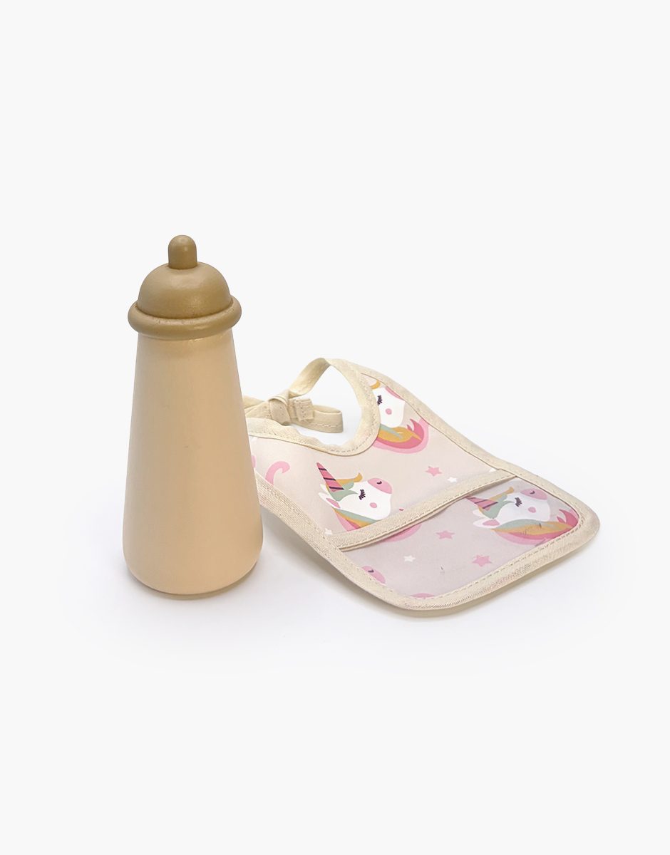 Lot accessoires de repas Mini Panchas avec bavoir Licorne