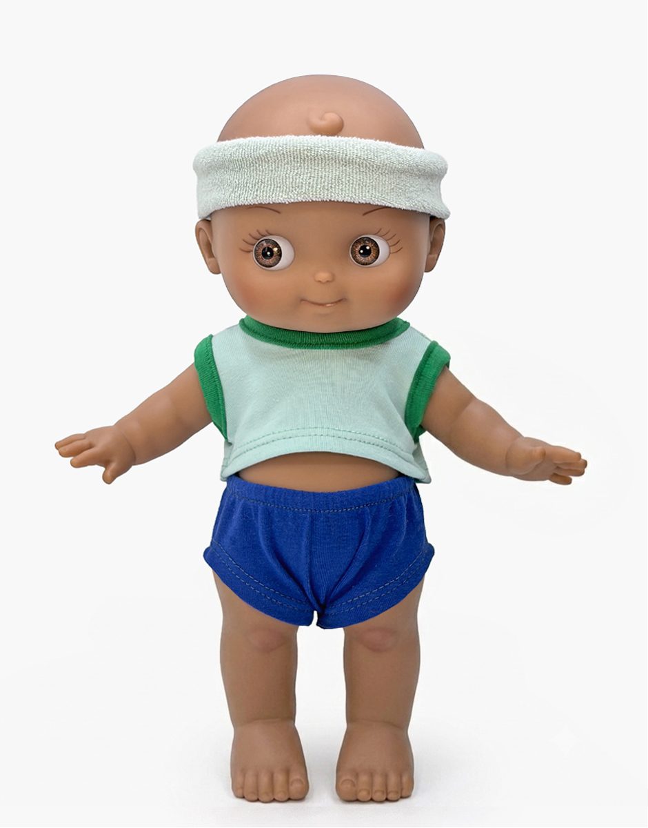Noah au sport et son ensemble roller bleu menthe