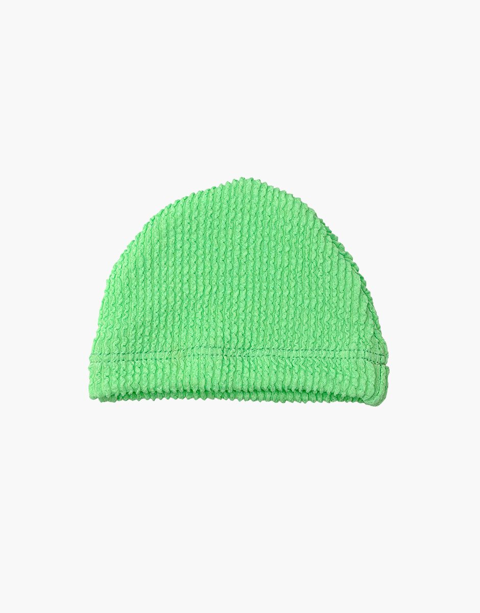 Bonnet de natation en maille gaufrée vert fluo