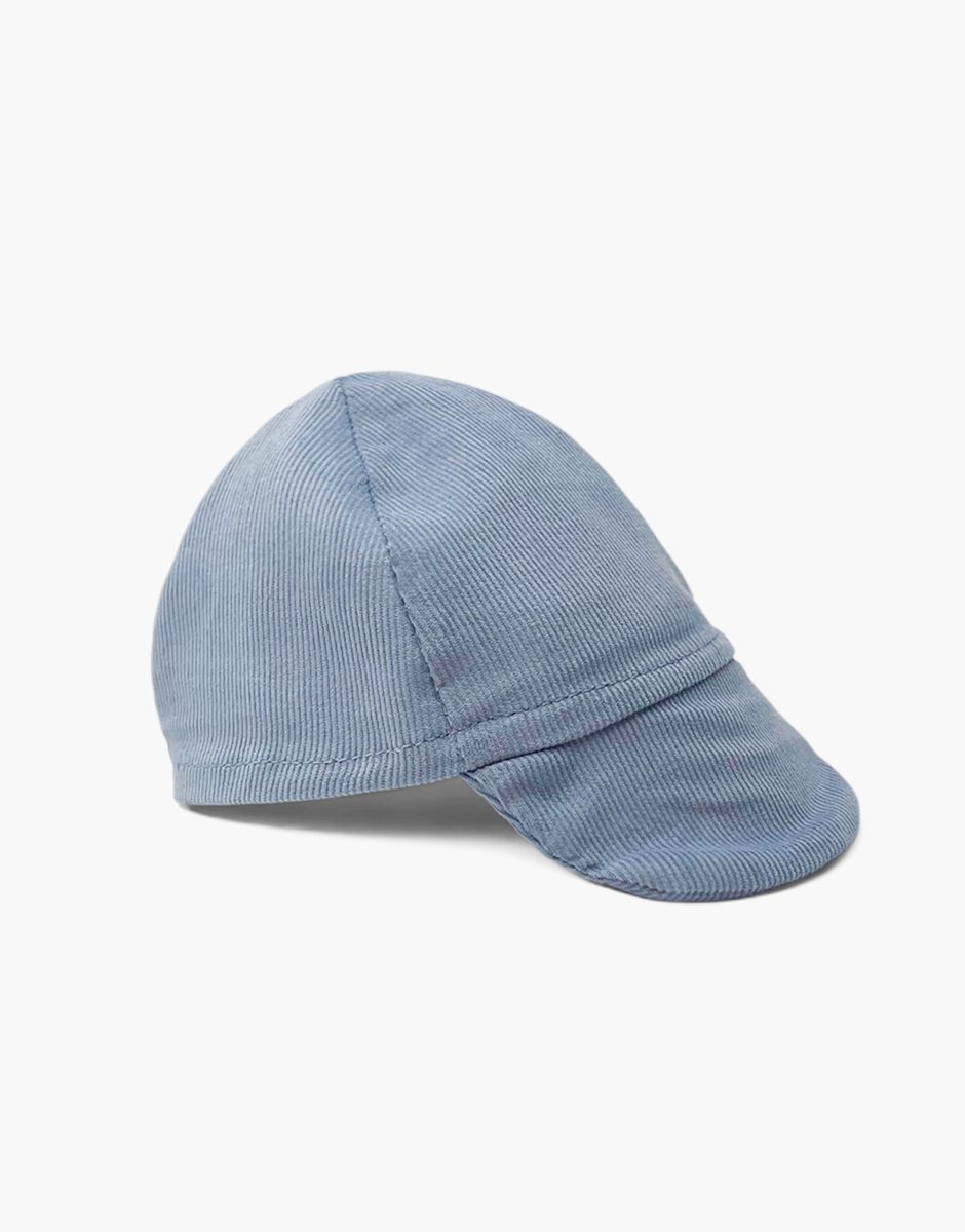 Casquette en velours milleraies bleu clair