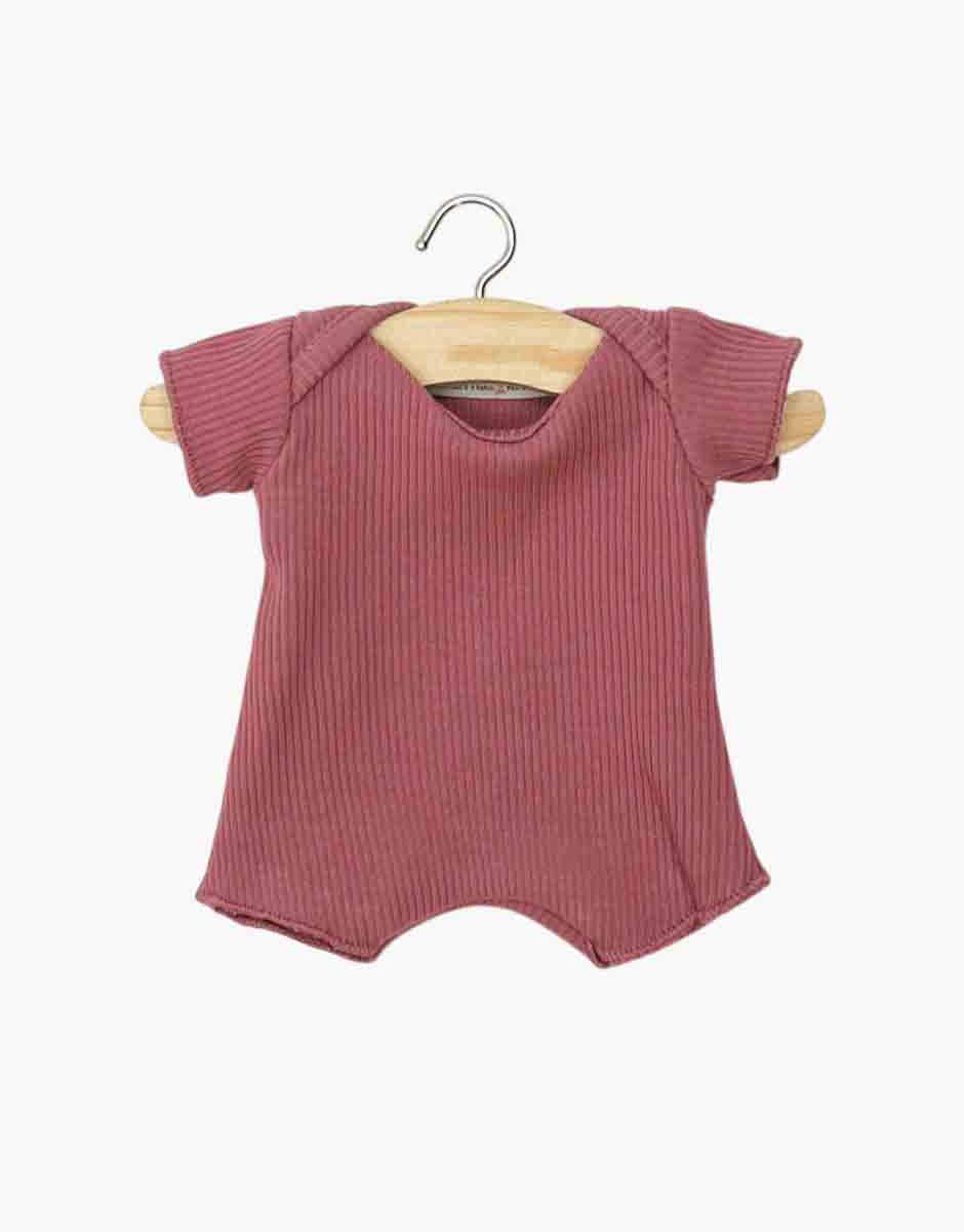 Babies - Body shorty en maille côtelée framboise