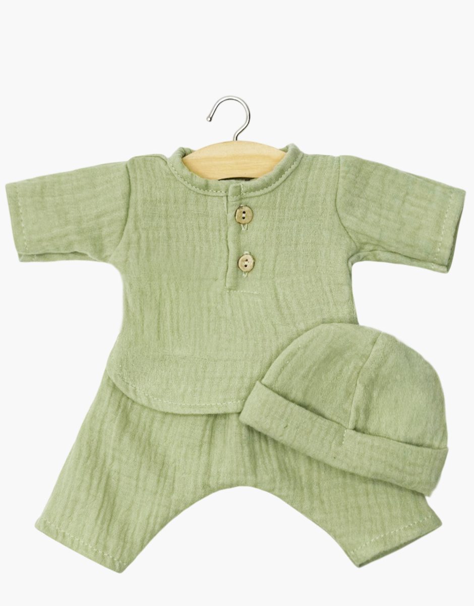 Babies - Ensemble Andrea et son bonnet en gaze de coton amande
