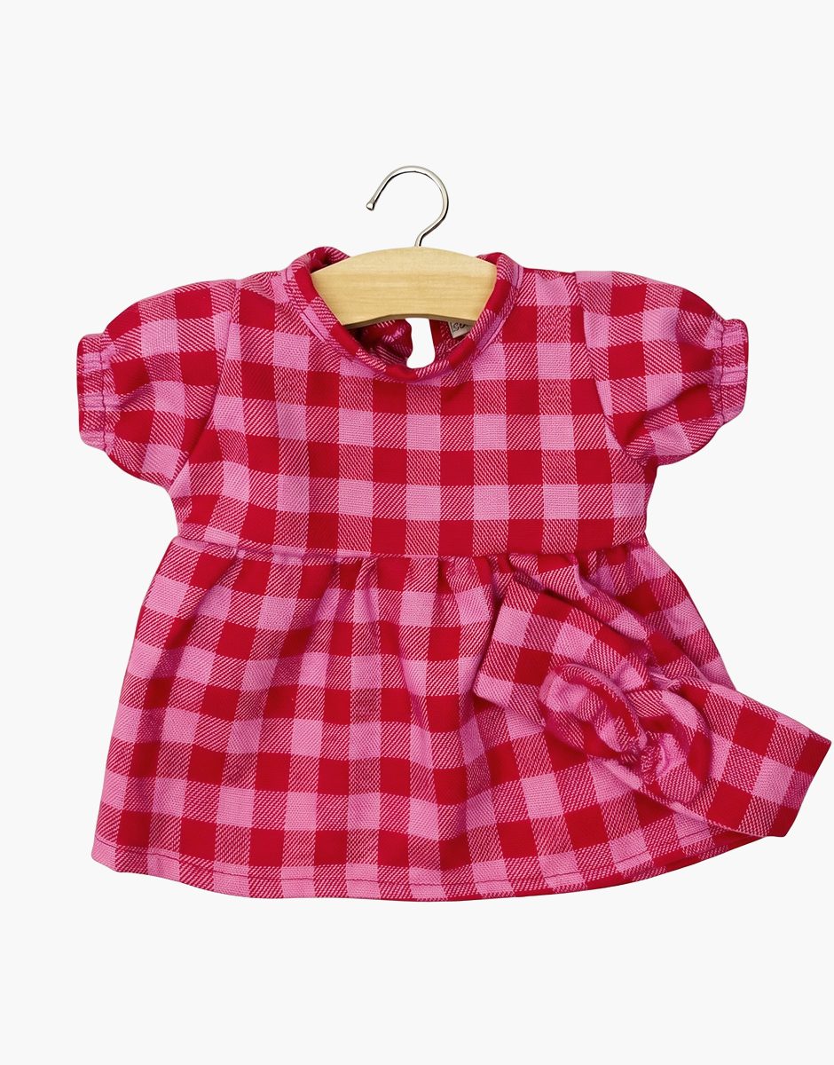 Babies - Robe Faustine et son headband en flanelle Vichy cerise