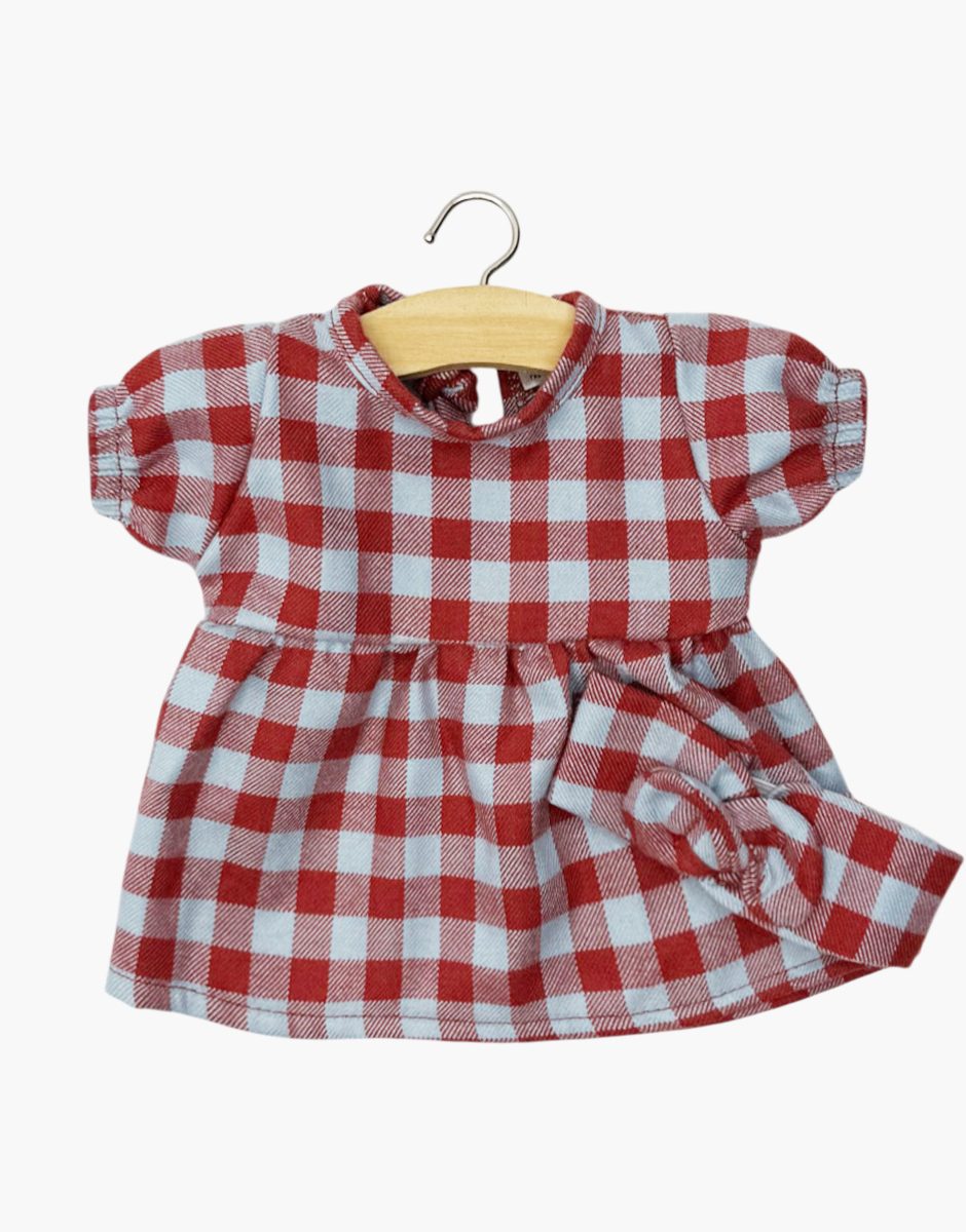 Babies - Robe Faustine et son headband en flanelle Vichy fauve/givre