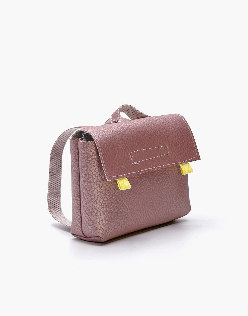 Cartable vintage Swan en simili cuir grainé rose