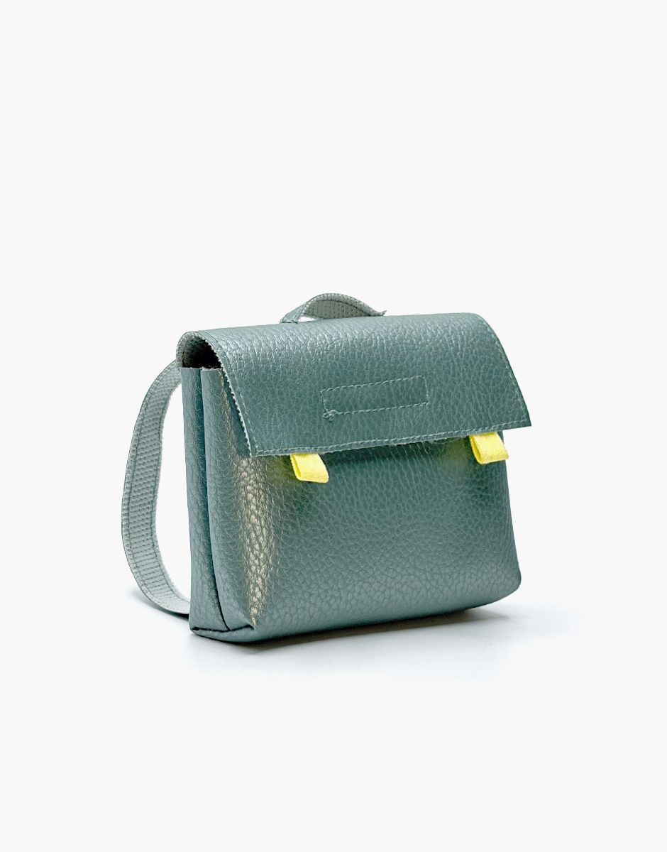 Cartable vintage Swan en simili cuir grainé vert