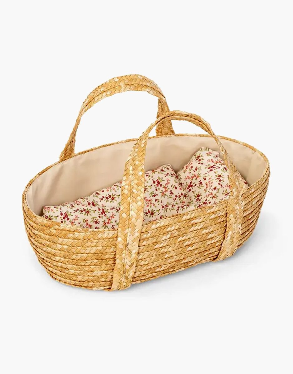 Panier couffin en osier 35cm pour poupées avec duvet et oreiller